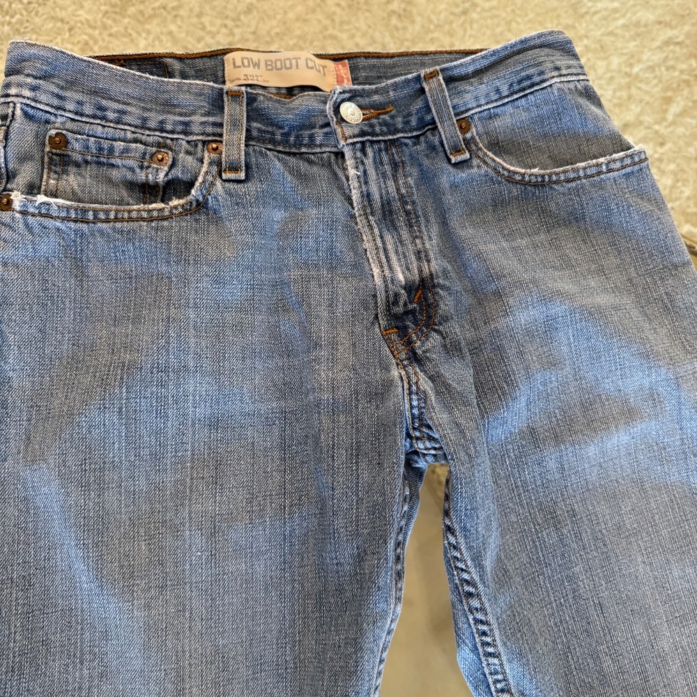 Levis 527 Jeans Mens 30x32 Blue Denim Low Boot Cut Western Rancher Cowboy Grunge - Picture 8 of 14